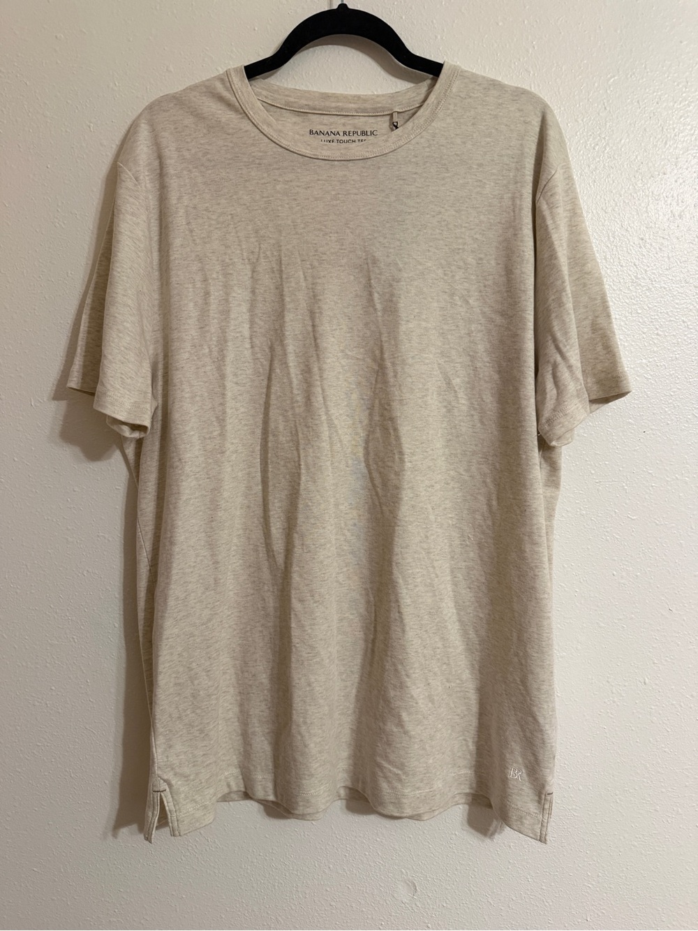 NWT Banana Republic luxe Short Sleeve Crew Tee in Heather Beige size Large